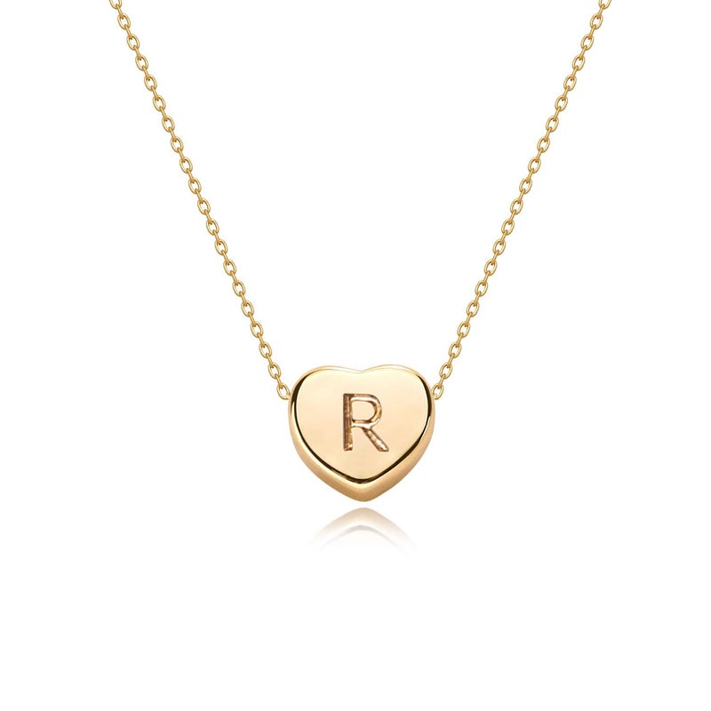 Fettero Tiny Gold Initial Heart Necklace-14K Gold Plated Handmade Dainty Personalized Letter Heart Choker Necklace For Women Necklace Jewelry - Image 1